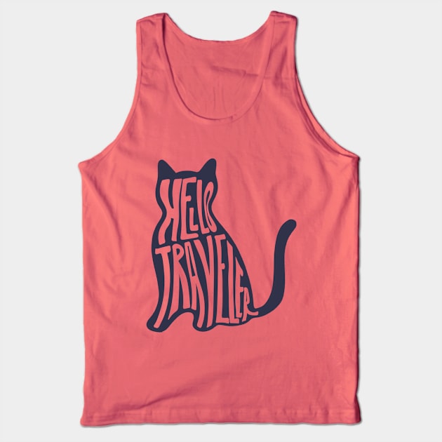 Hello Traveler Cat Tank Top by Alissa Carin